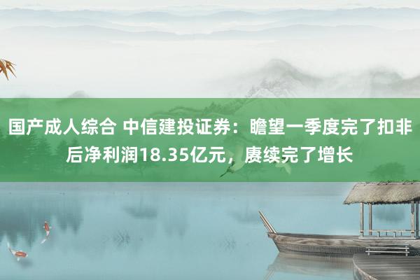 国产成人综合 中信建投证券：瞻望一季度完了扣非后净利润18.35亿元，赓续完了增长