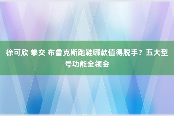 徐可欣 拳交 布鲁克斯跑鞋哪款值得脱手？五大型号功能全领会