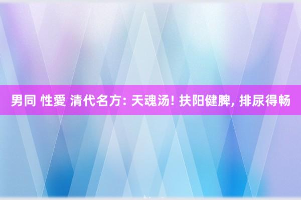 男同 性愛 清代名方: 天魂汤! 扶阳健脾， 排尿得畅