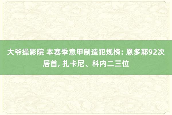 大爷操影院 本赛季意甲制造犯规榜: 恩多耶92次居首， 扎卡尼、科内二三位
