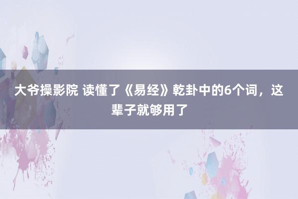 大爷操影院 读懂了《易经》乾卦中的6个词，这辈子就够用了